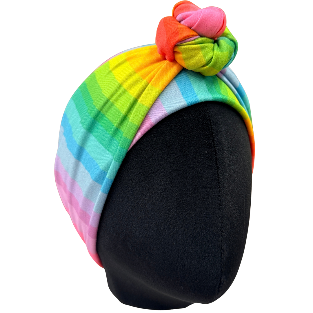 Bright Rainbow Stripe Wrap Headband