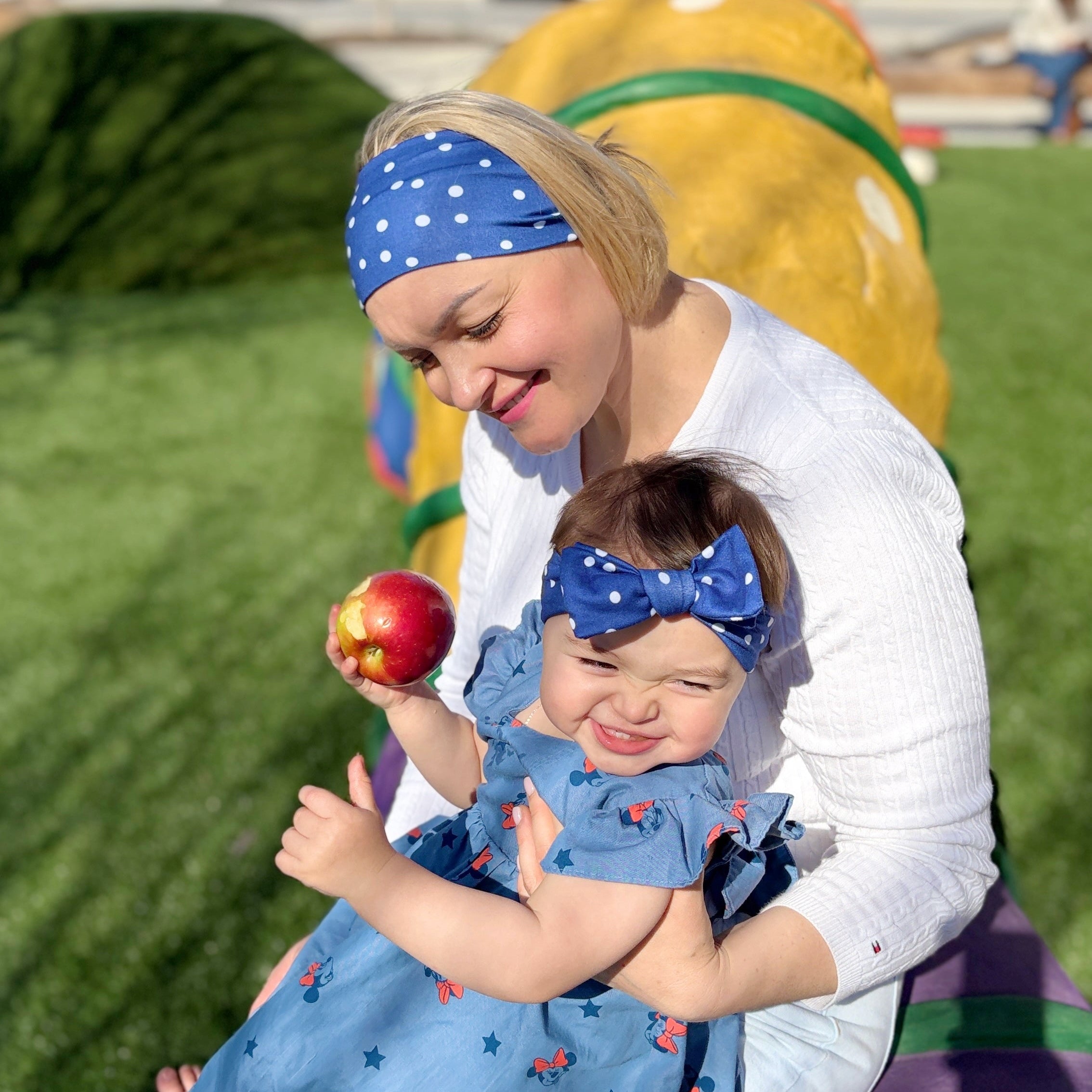 Navy Polka Dot Stretch Headband