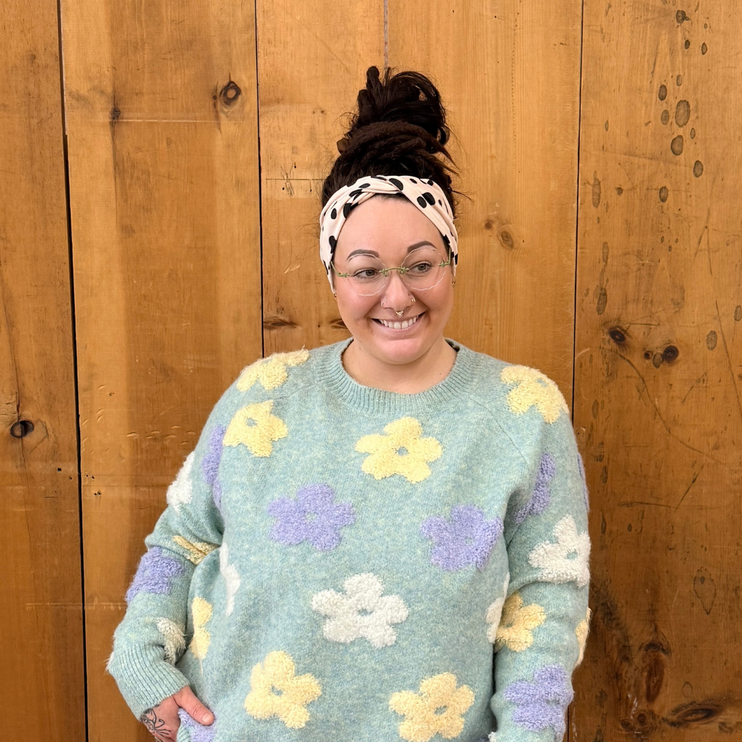 Serre-tête vintage crème à pois avec nœud