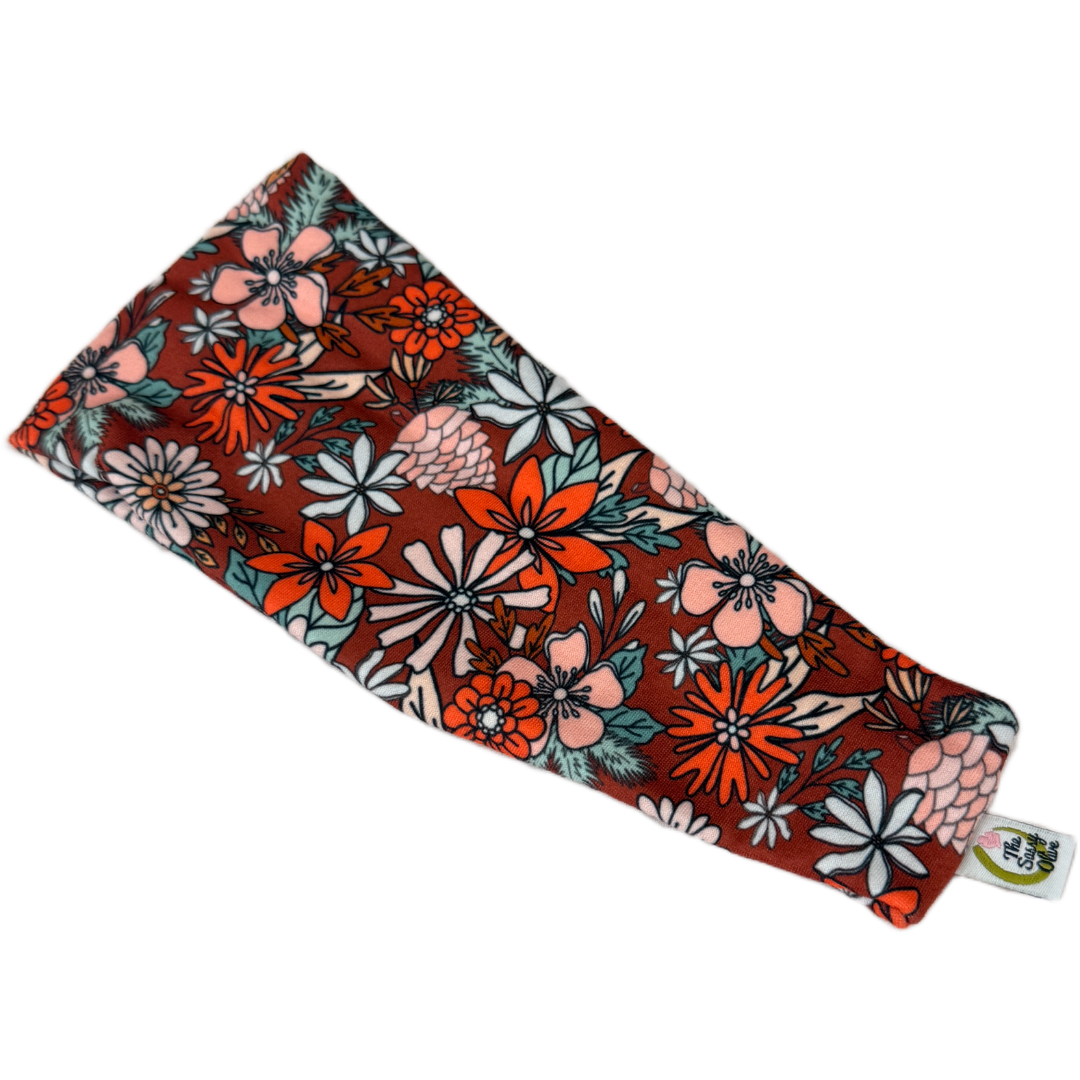 Cranberry Christmas Blooms Stretch Headband