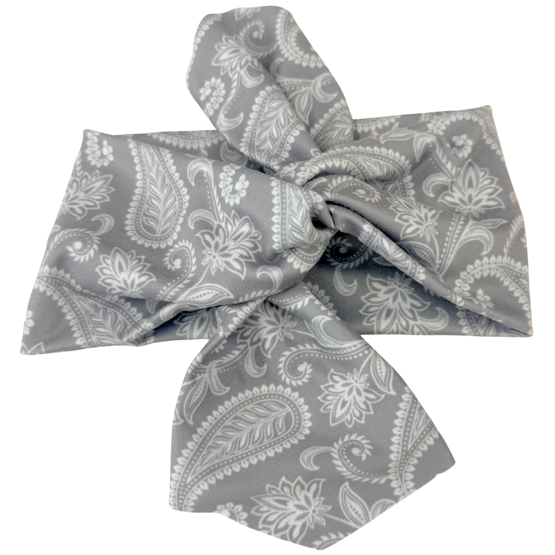 Smoke Paisley Top Knot Headband