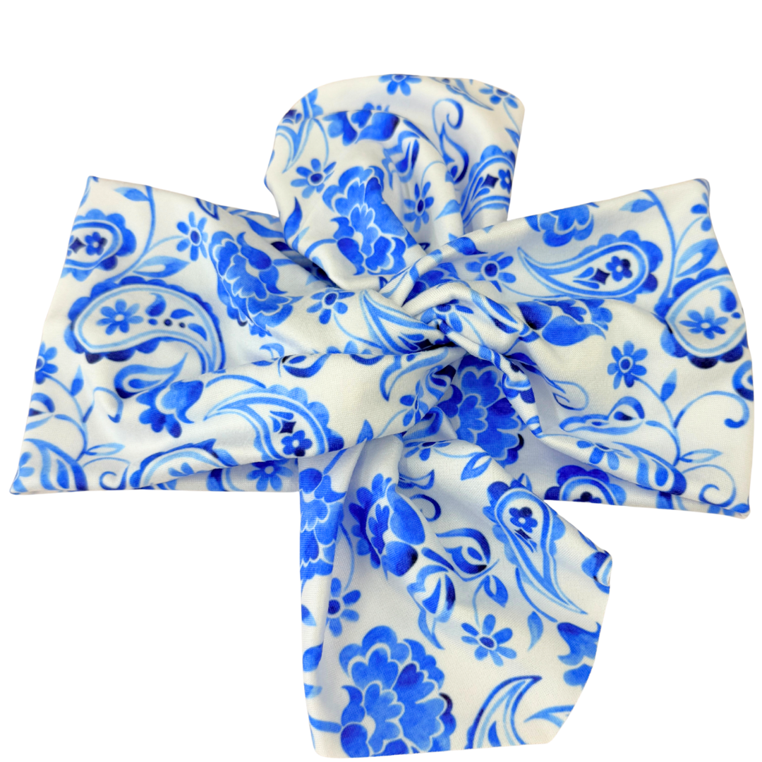 Porcelain Paisley Top Knot Headband