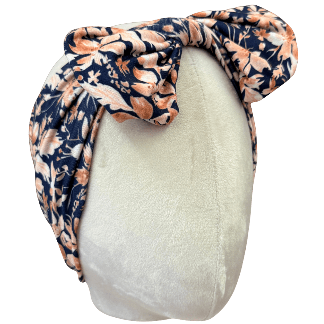 Antique Garden Top Knot Headband | Navy Floral Top Knot  display picture 3
