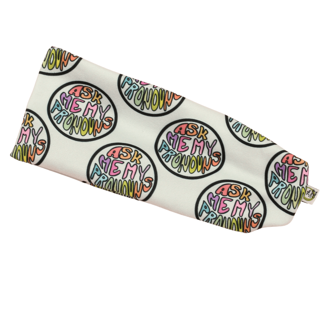 Ask Me Pronouns Stretch Headband - The Sassy Olive