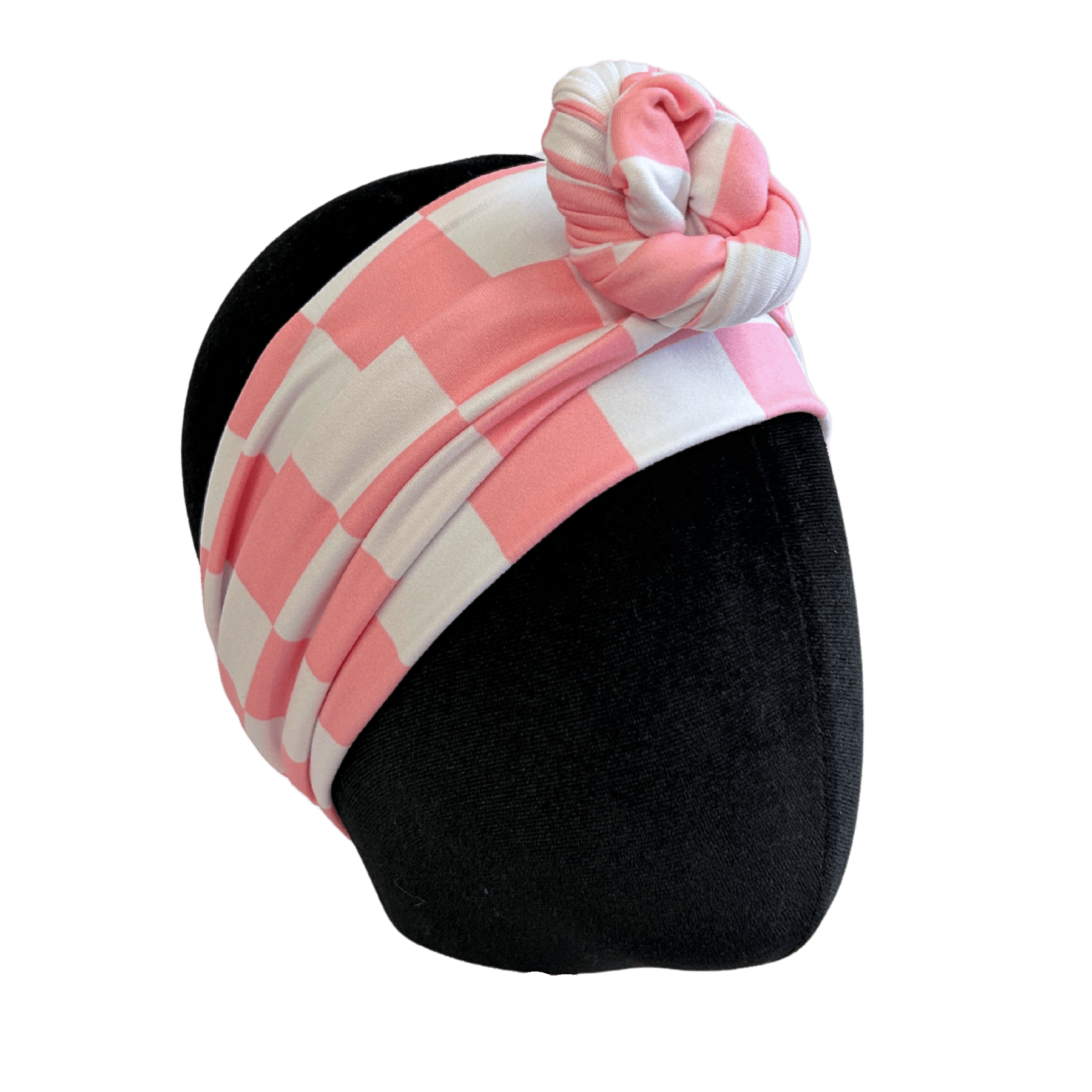 Bright Pink Checker Wrap Headband - The Sassy Olive
