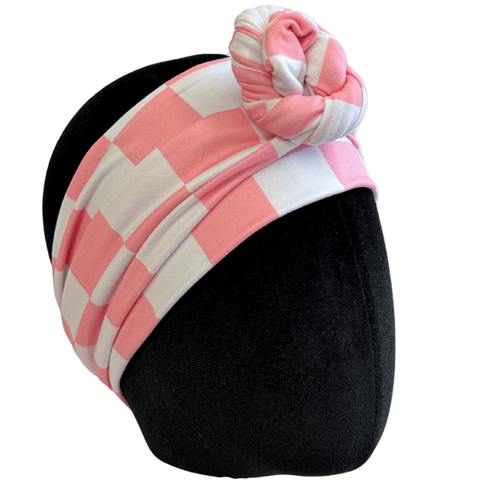 Bright Pink Checker Wrap Headband - The Sassy Olive