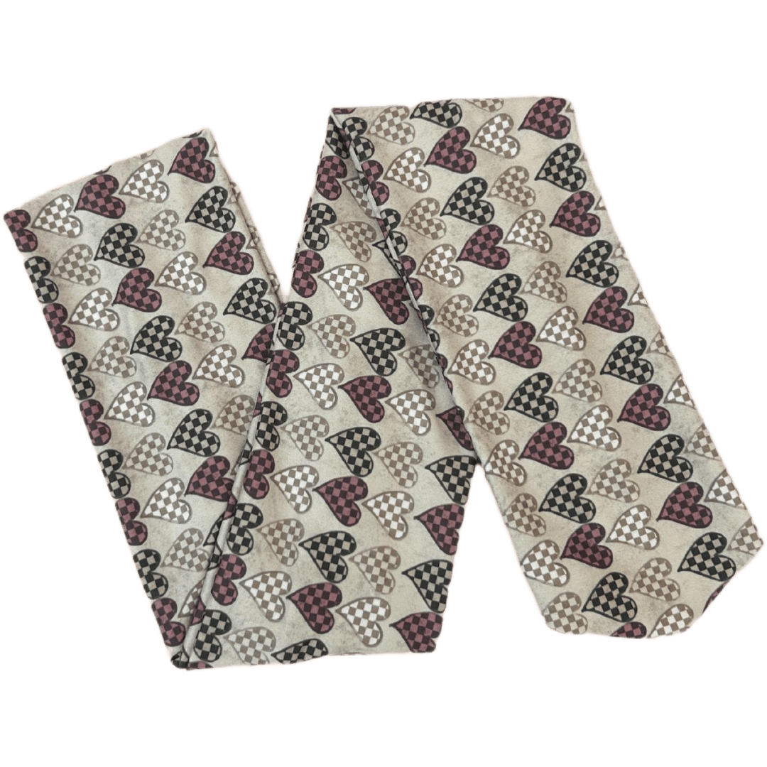 Brown Checker Hearts Wrap Headband - The Sassy Olive