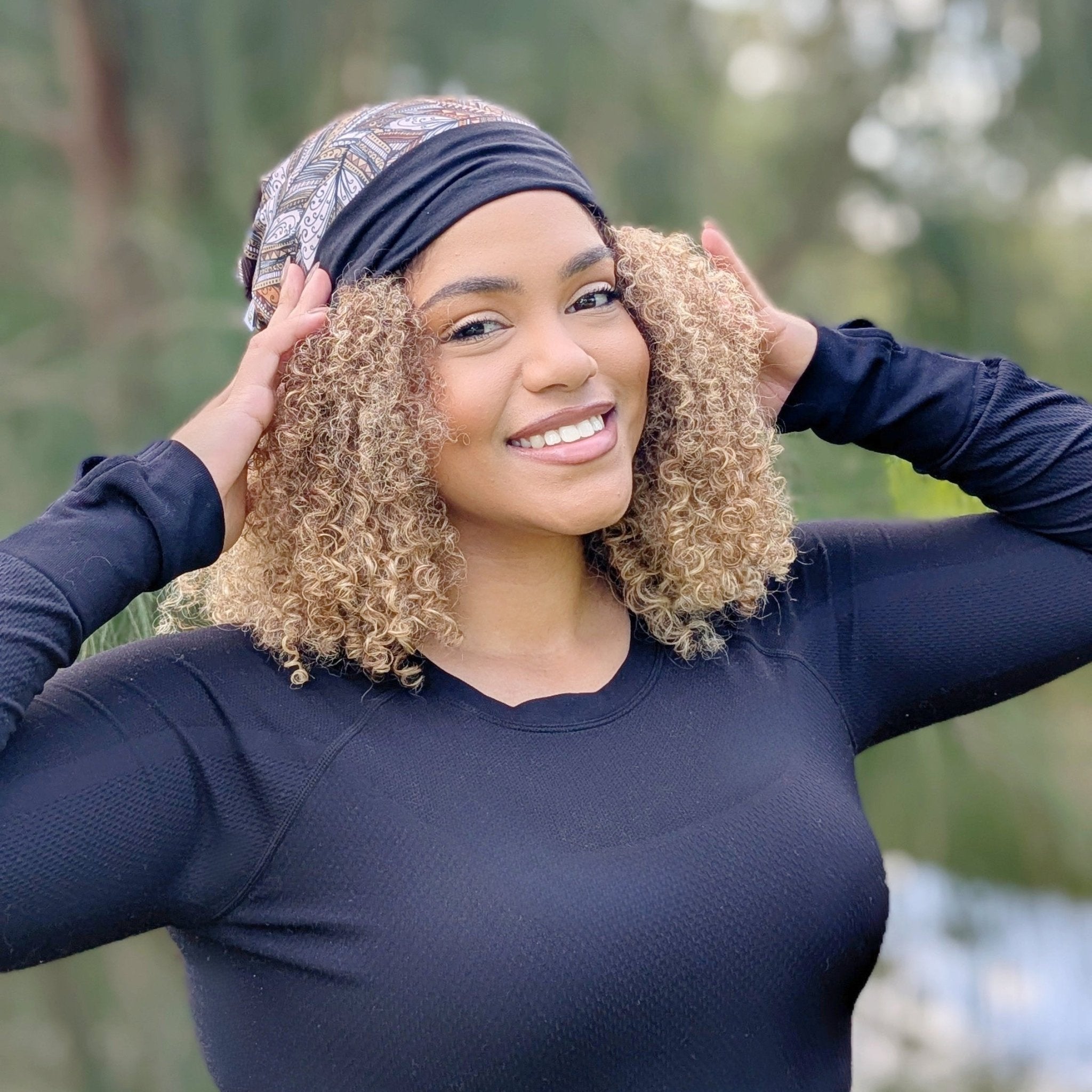 Brown Tribal Feathers Slouchy Beanie - The Sassy Olive