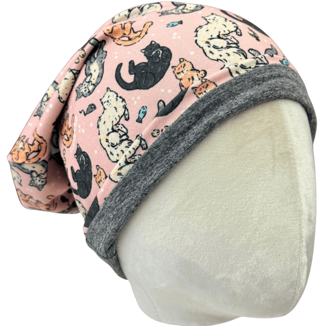 Cats by CloudKBD Slouchy Beanie - The Sassy Olive