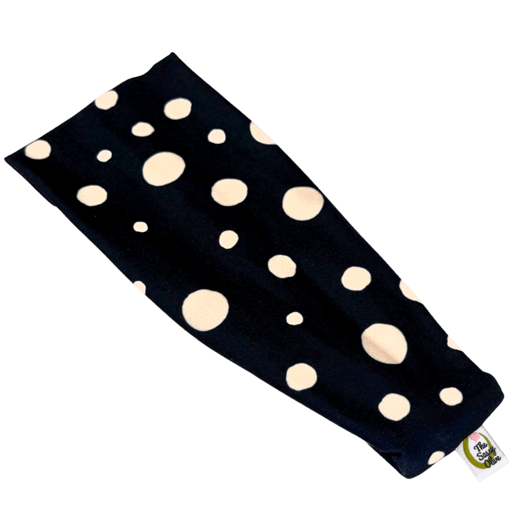 Classic Black Polka Dot Stretch Headband - The Sassy Olive
