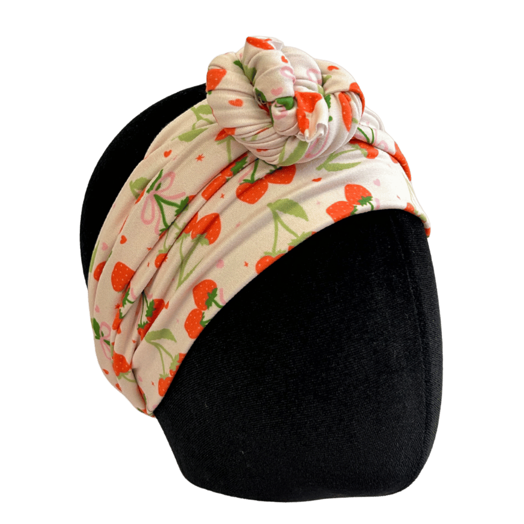 Coquette Strawberries Wrap Headband - The Sassy Olive