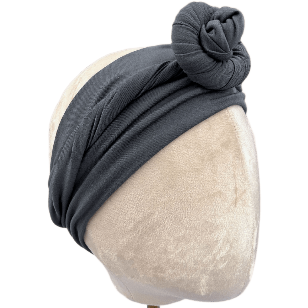 Dusty Blue Grey Solid Wrap Headband - The Sassy Olive