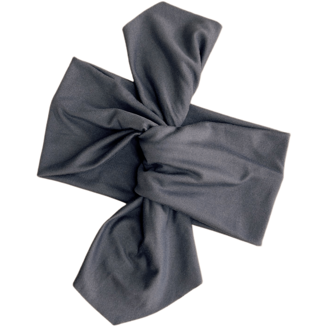 Dusty Blue Grey Top Knot Headband - The Sassy Olive