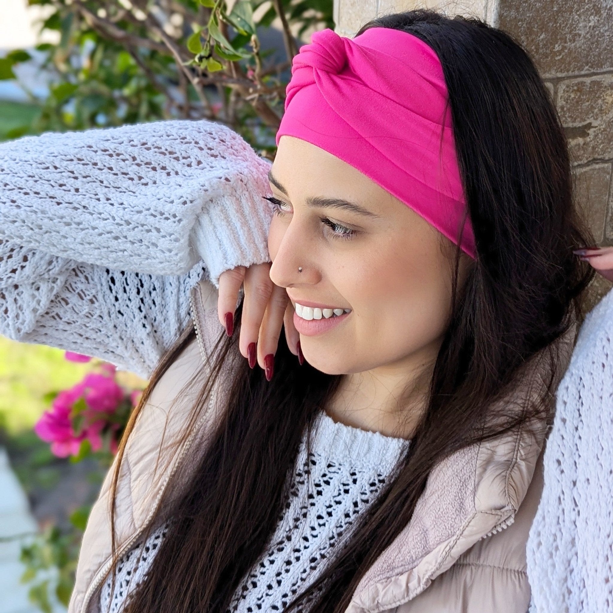 Fuchsia Pink Solid Wrap Headband - The Sassy Olive