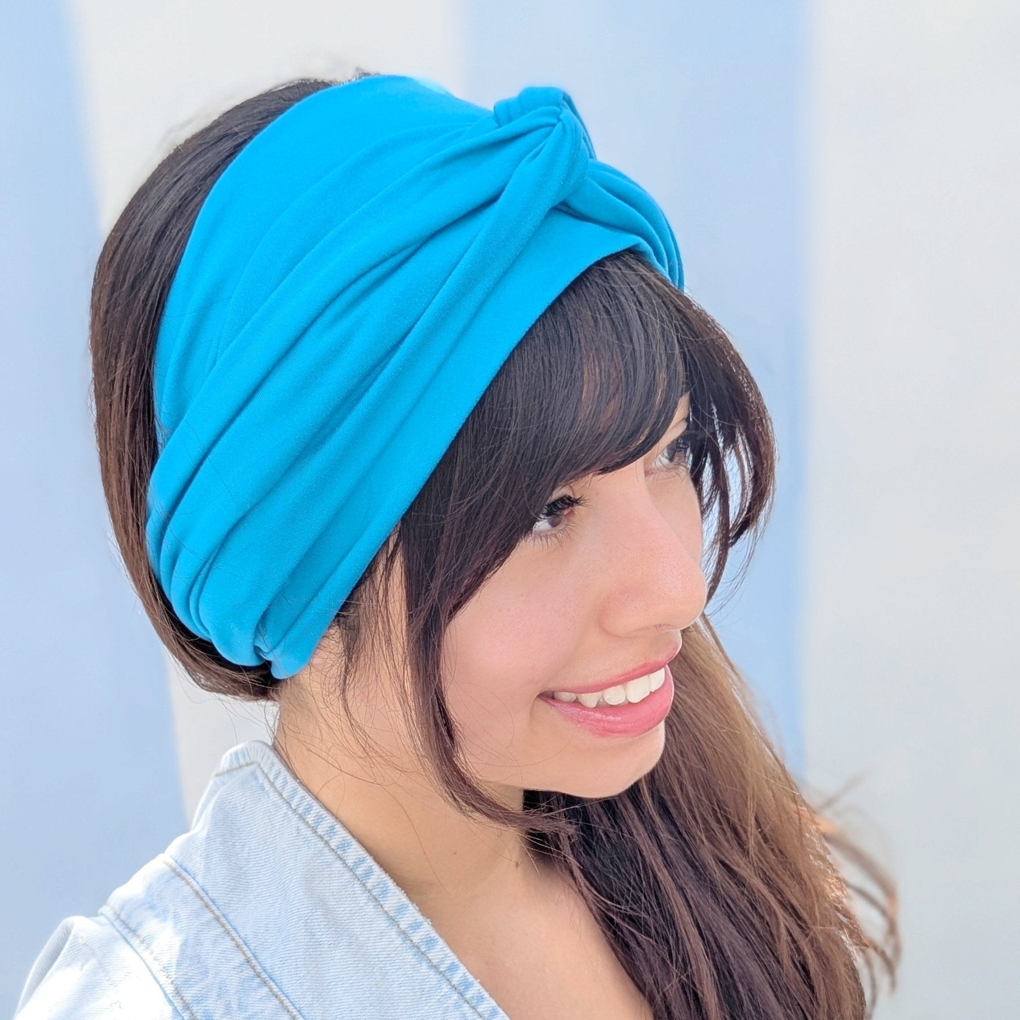 Hawaiian Blue Solid Wrap Headband - The Sassy Olive