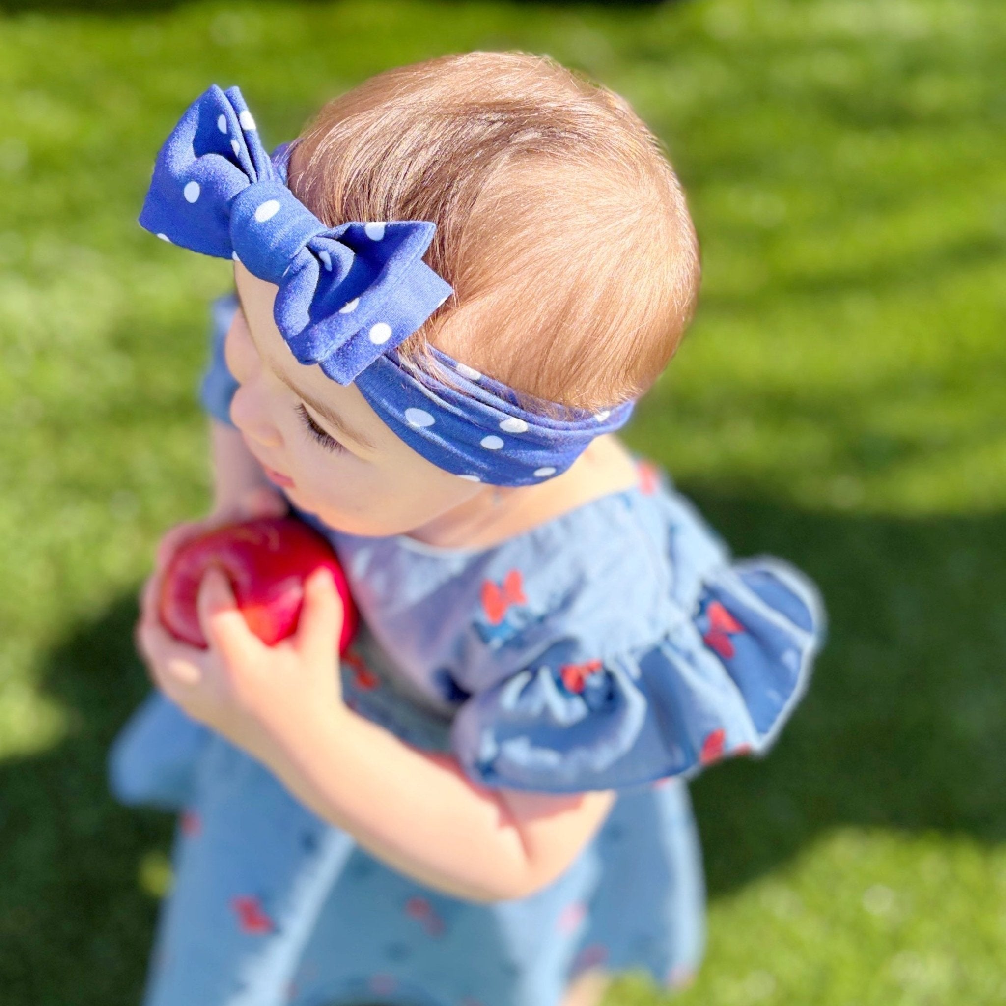 Navy Polka Dot Baby Headband - The Sassy Olive