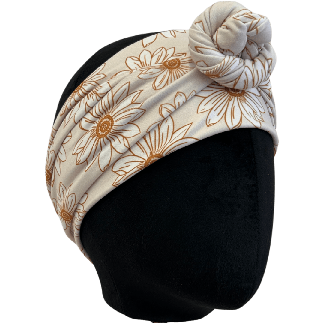 Neutral Daisies Wrap Headband - The Sassy Olive