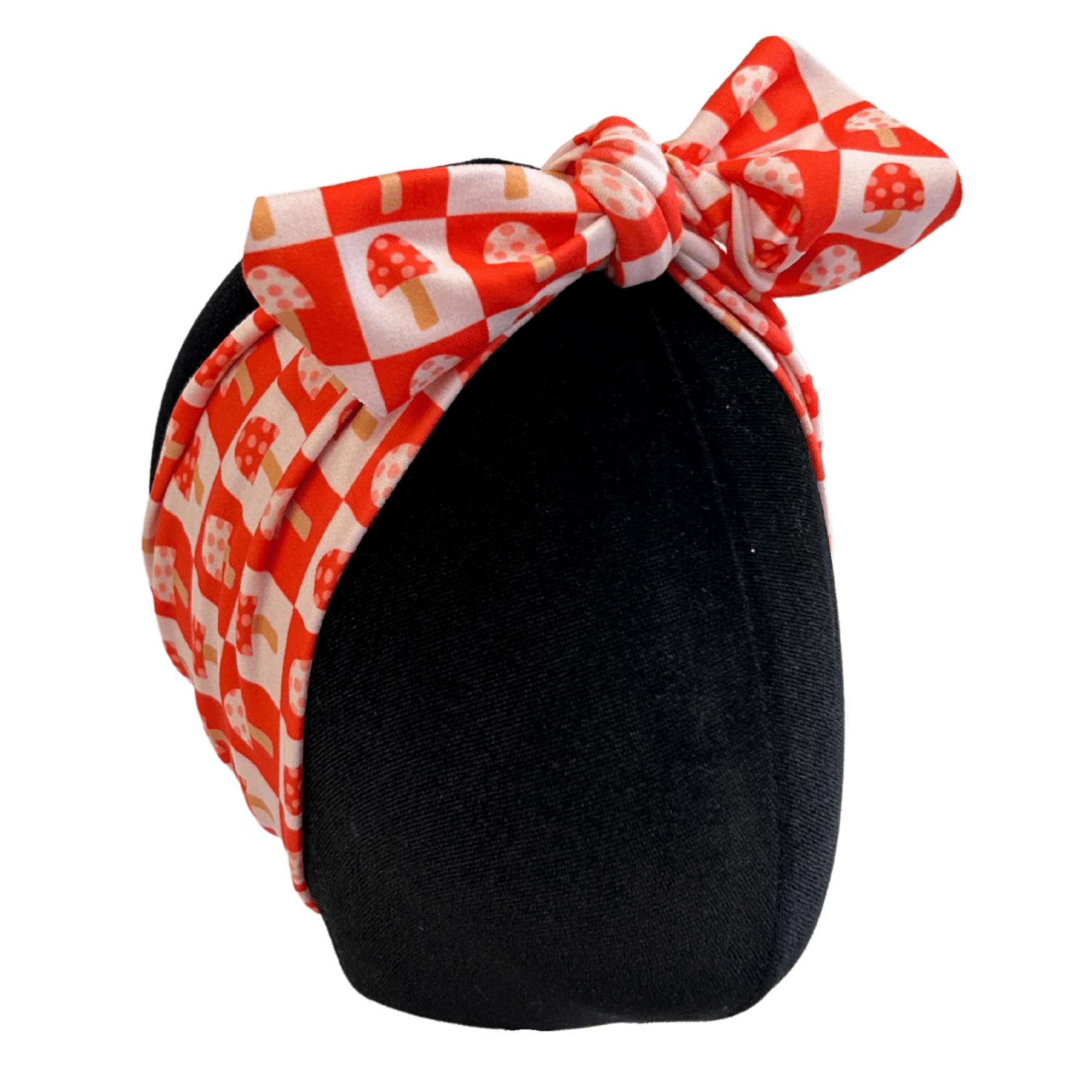 Red Checkered Mushrooms Topknot Headband - The Sassy Olive