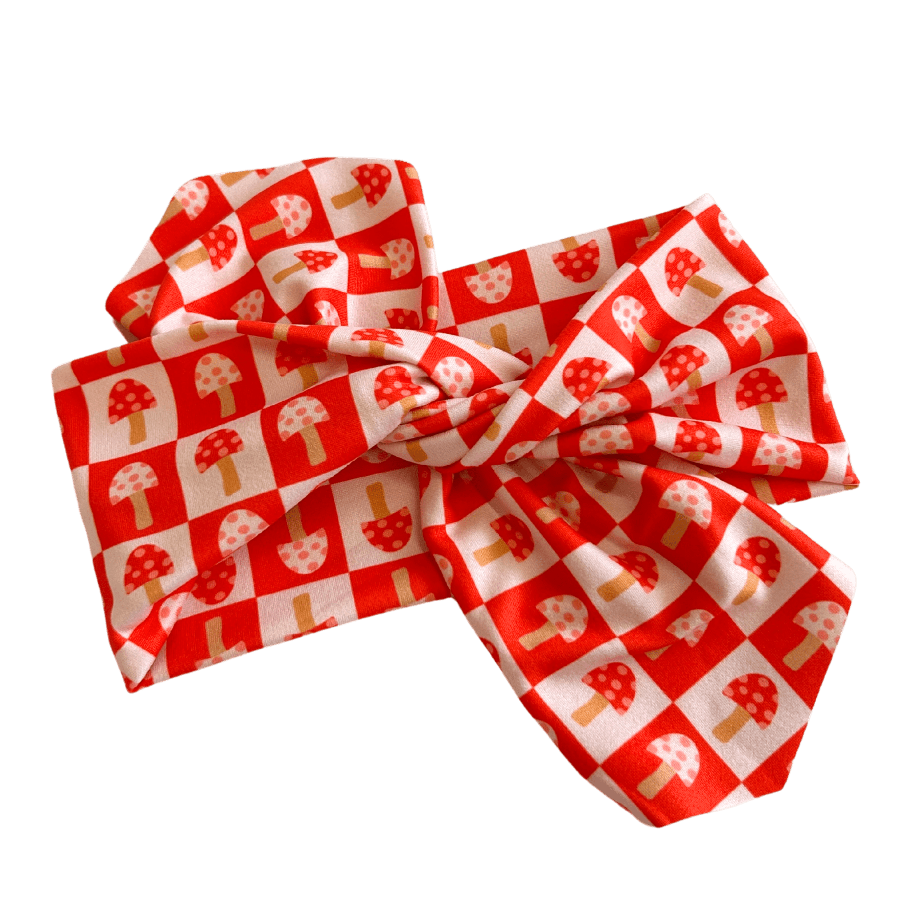 Red Checkered Mushrooms Topknot Headband - The Sassy Olive
