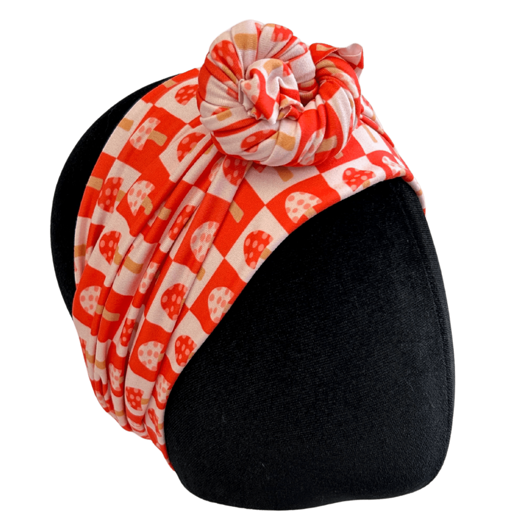 Red Checkered Mushrooms Wrap Headband - The Sassy Olive