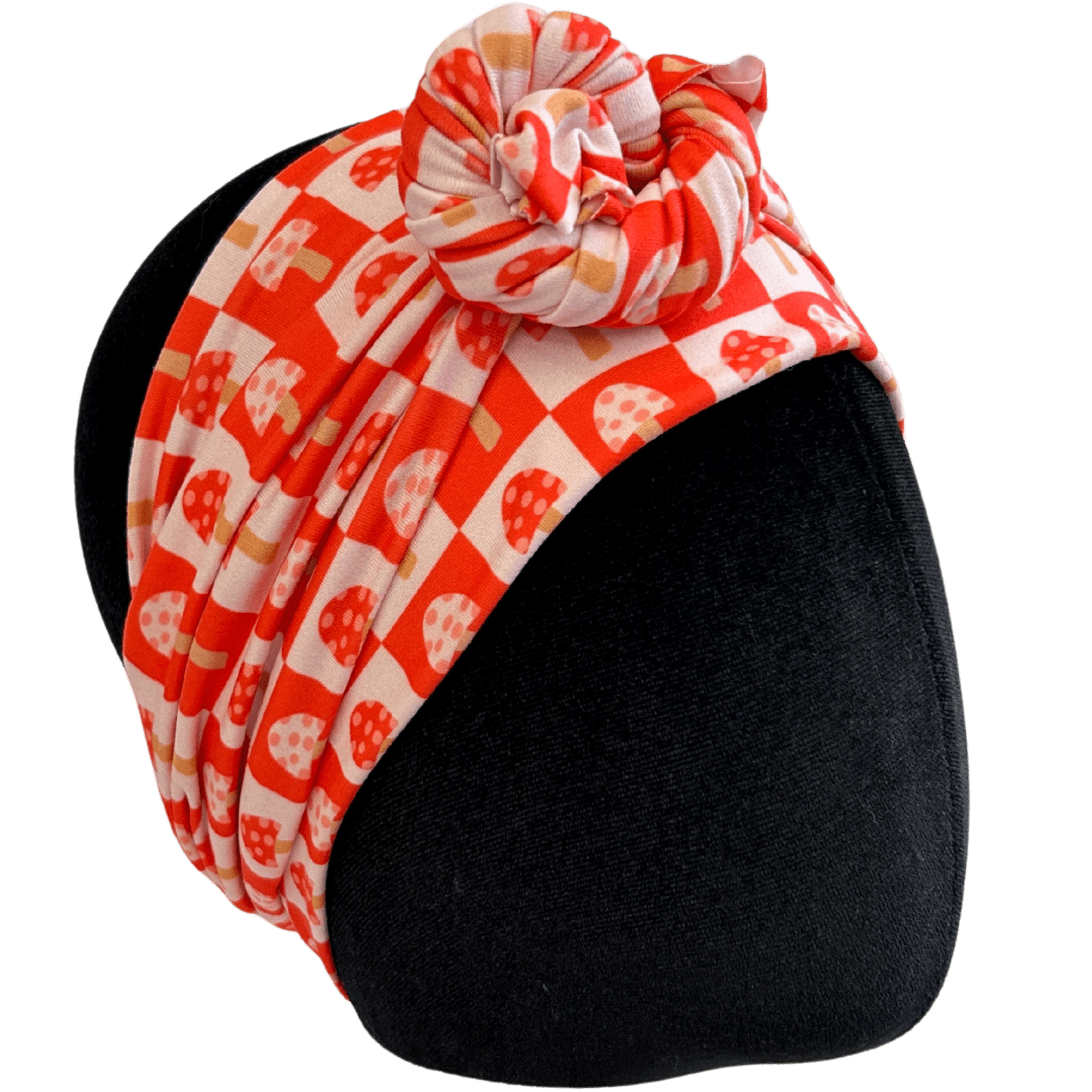 Red Checkered Mushrooms Wrap Headband - The Sassy Olive