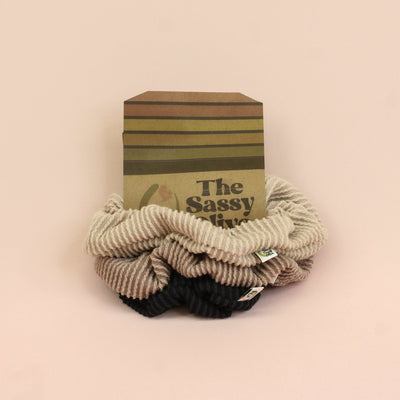Waffle Neutral Textured Scrunchie Pack - The Sassy Olive