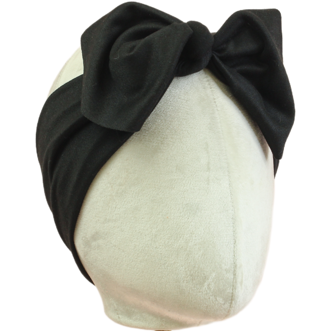 Black Solid Top Knot Headband