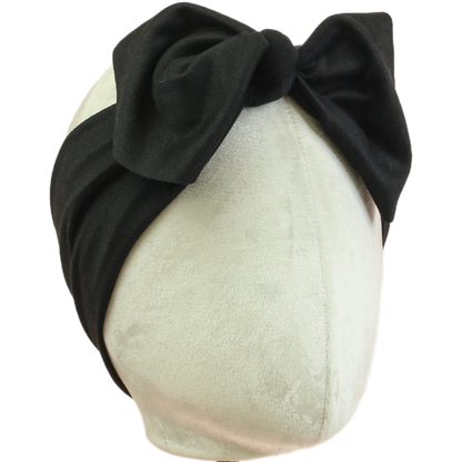 Black Solid Top Knot Headband