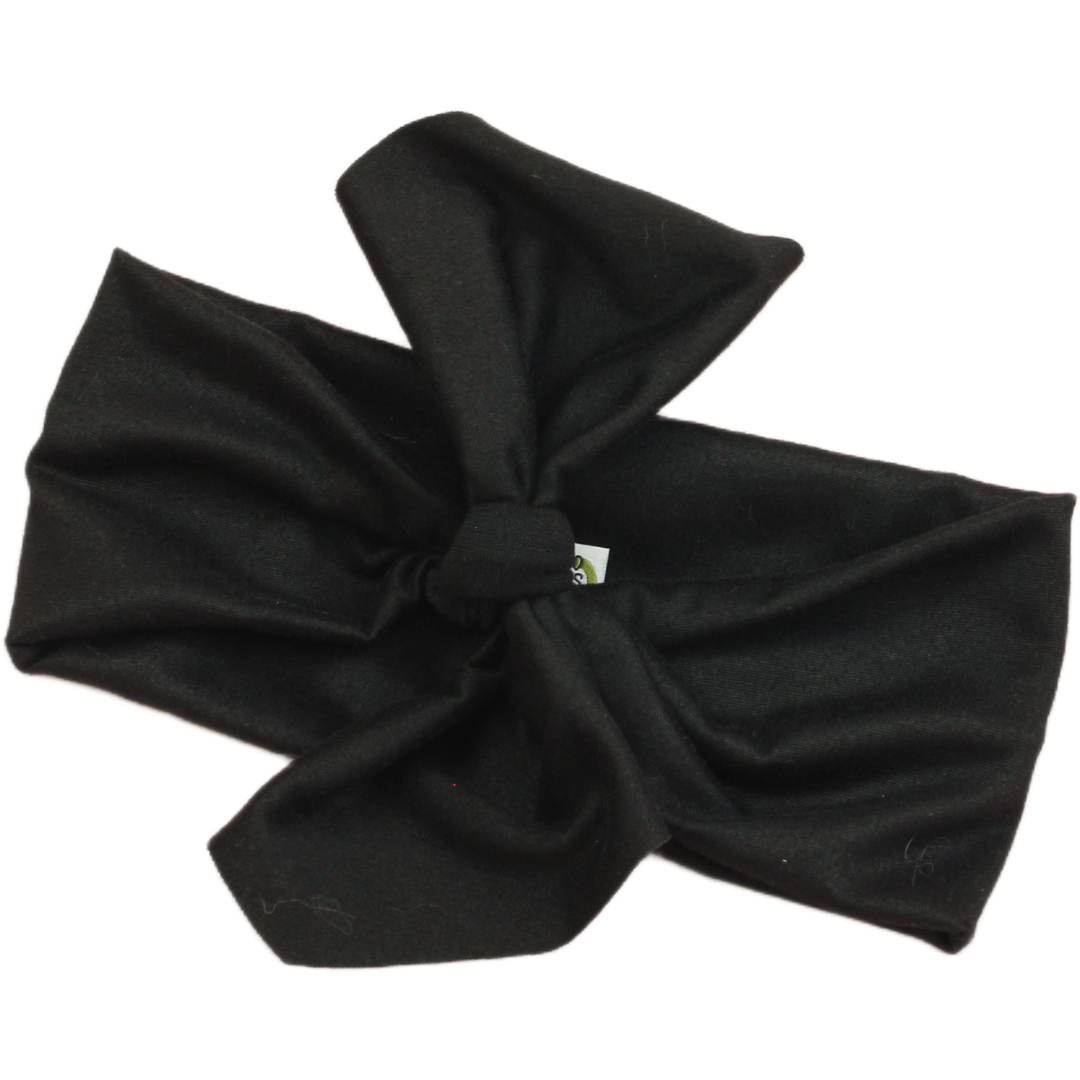 Black Solid Top Knot Headband