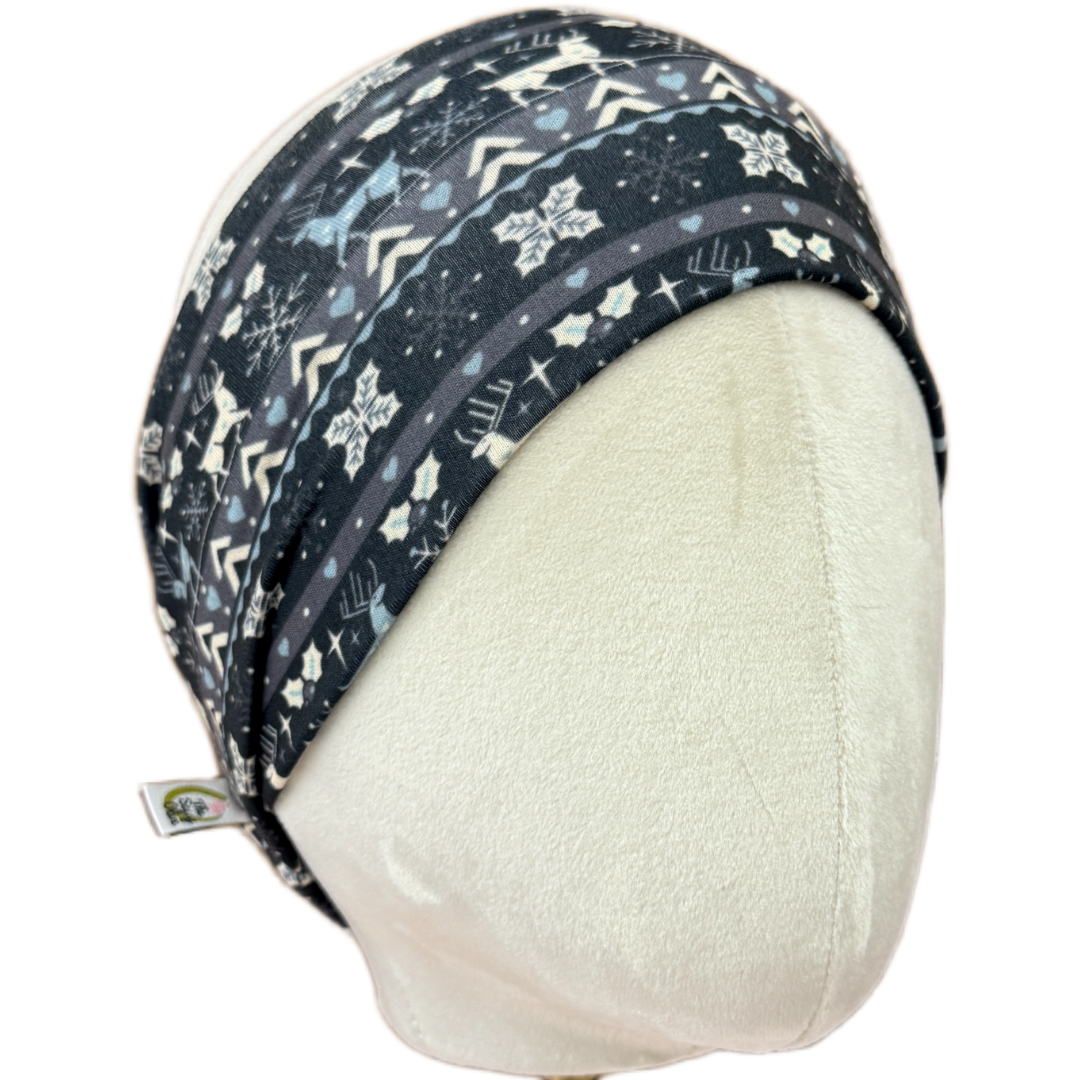 Grey Reindeer Sweater Stretch Headband