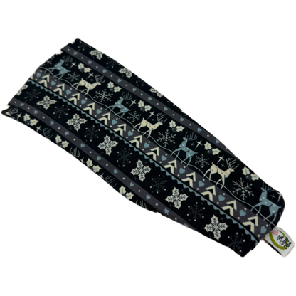 Grey Reindeer Sweater Stretch Headband