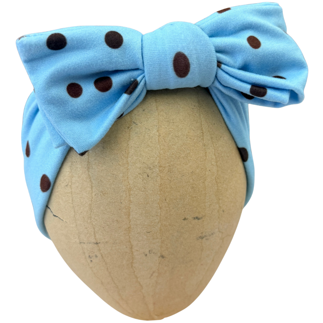 Y2K Blue &amp; Brown Polka Dot Baby Headband