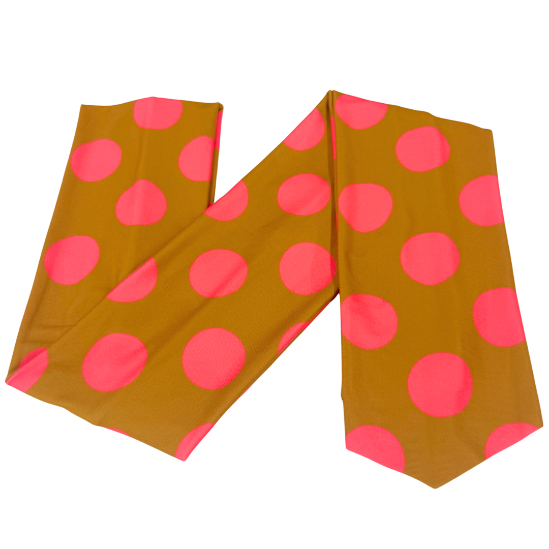 Chartreuse Pink Polka Dots Wrap Headband