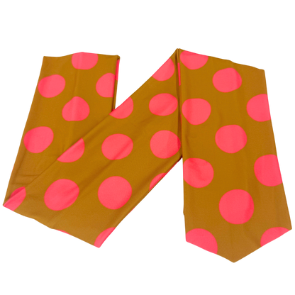 Chartreuse Pink Polka Dots Wrap Headband