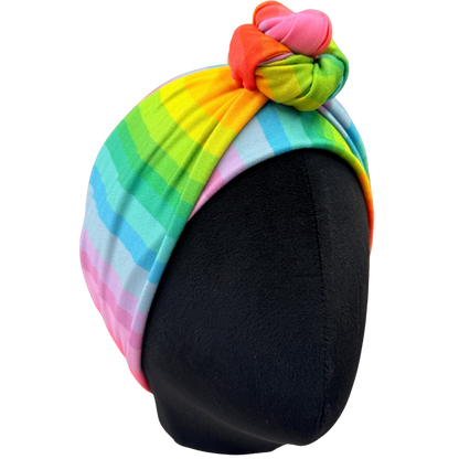 Bright Rainbow Stripe Wrap Headband