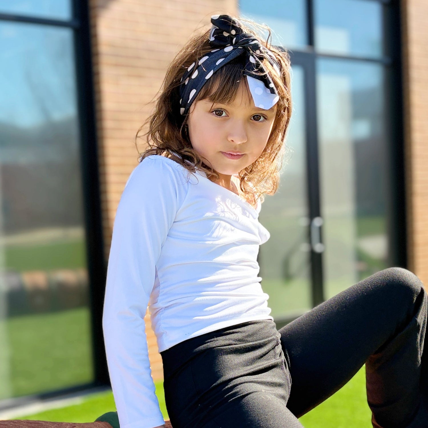 Classic Black Polka Dot Top Knot Headband