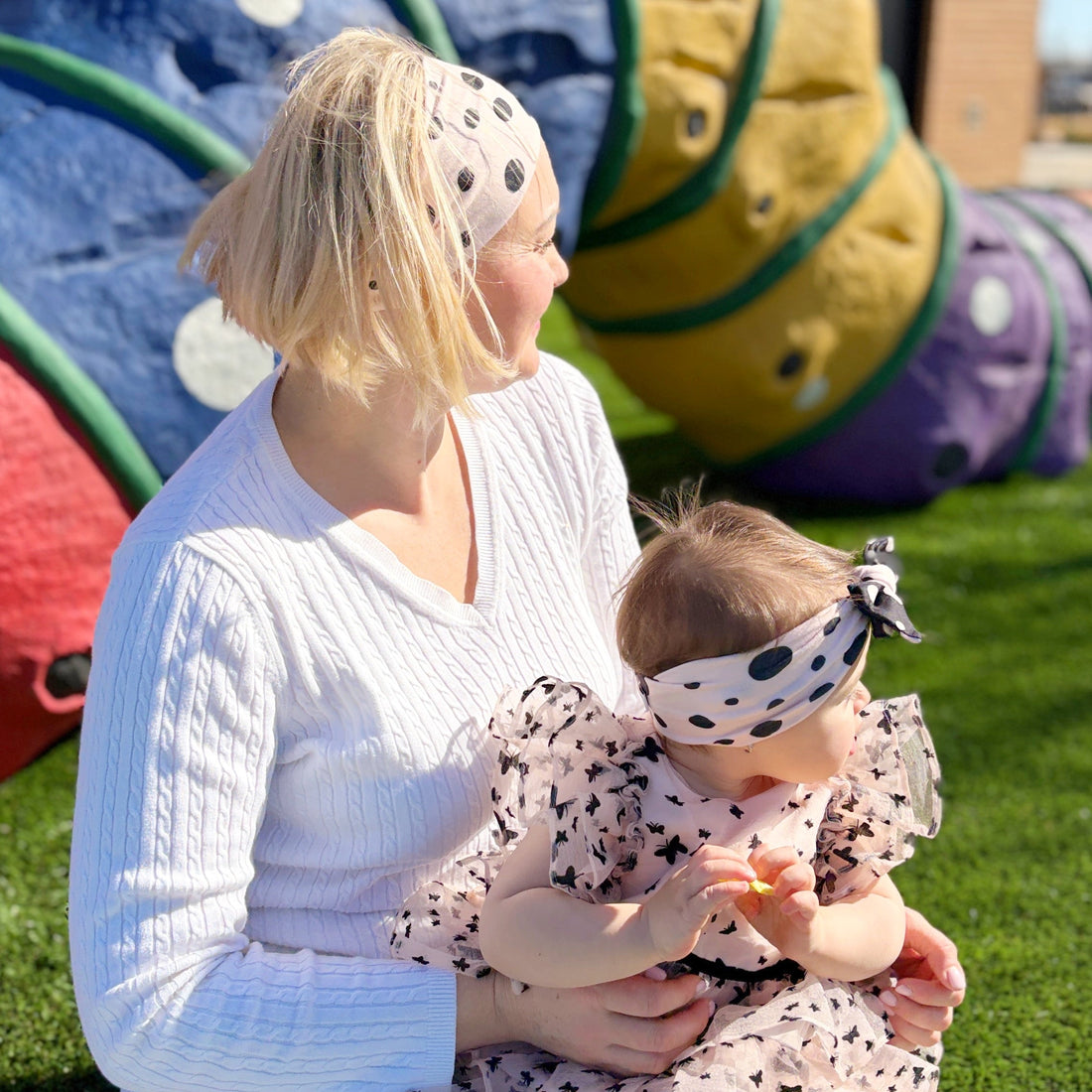Vintage Cream Polka Dot Stretch Headband
