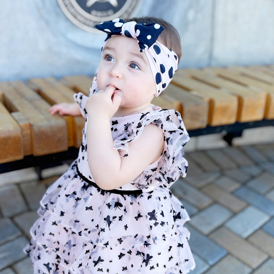Vintage Cream Polka Dot Baby Headband