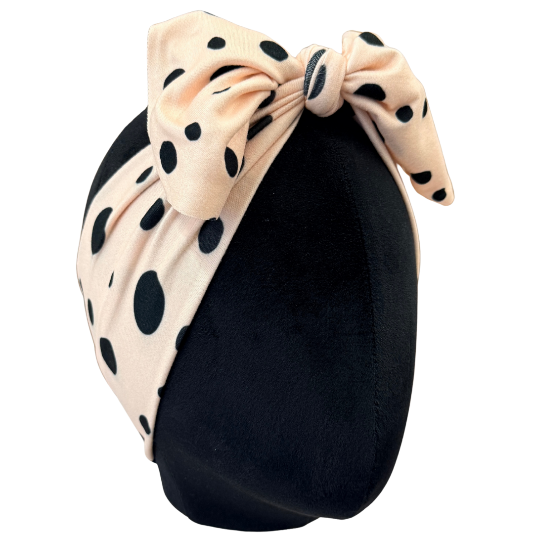 Vintage Cream Polka Dot Top Knot Headband