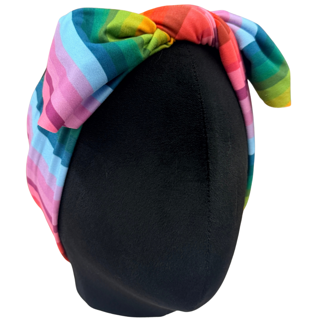 Fall Rainbow Stripe Top Knot Headband