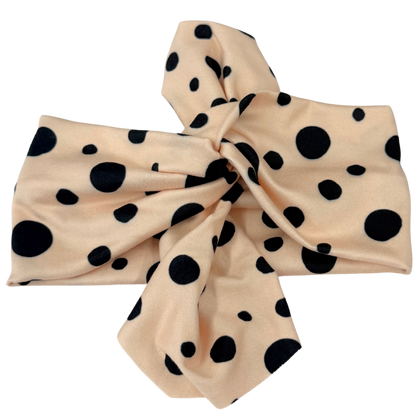 Serre-tête vintage crème à pois avec nœud