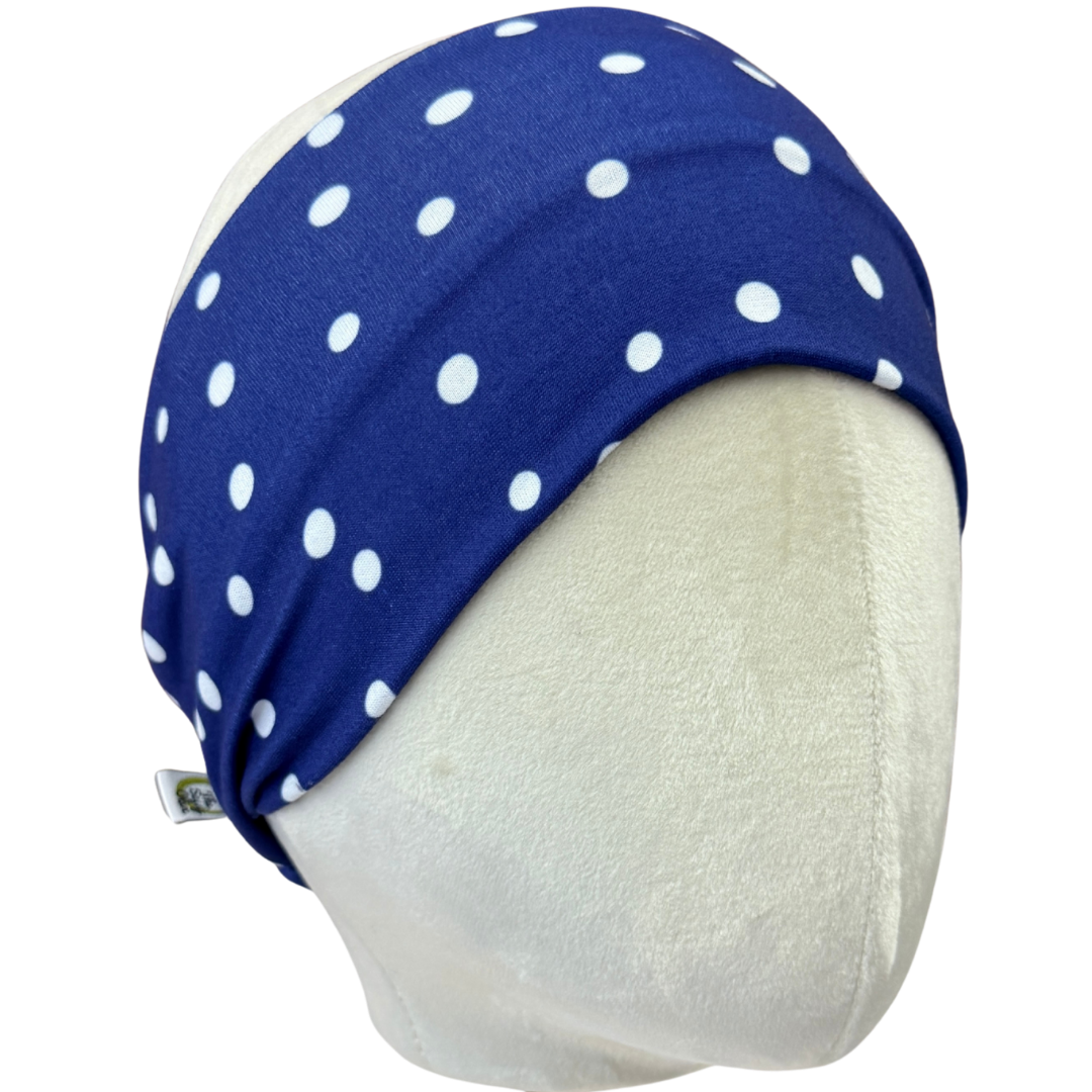 Navy Polka Dot Stretch Headband