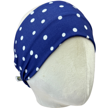 Navy Polka Dot Stretch Headband