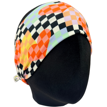 Checker Hearts Stretch Headband