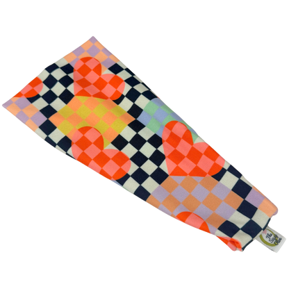 Checker Hearts Stretch Headband