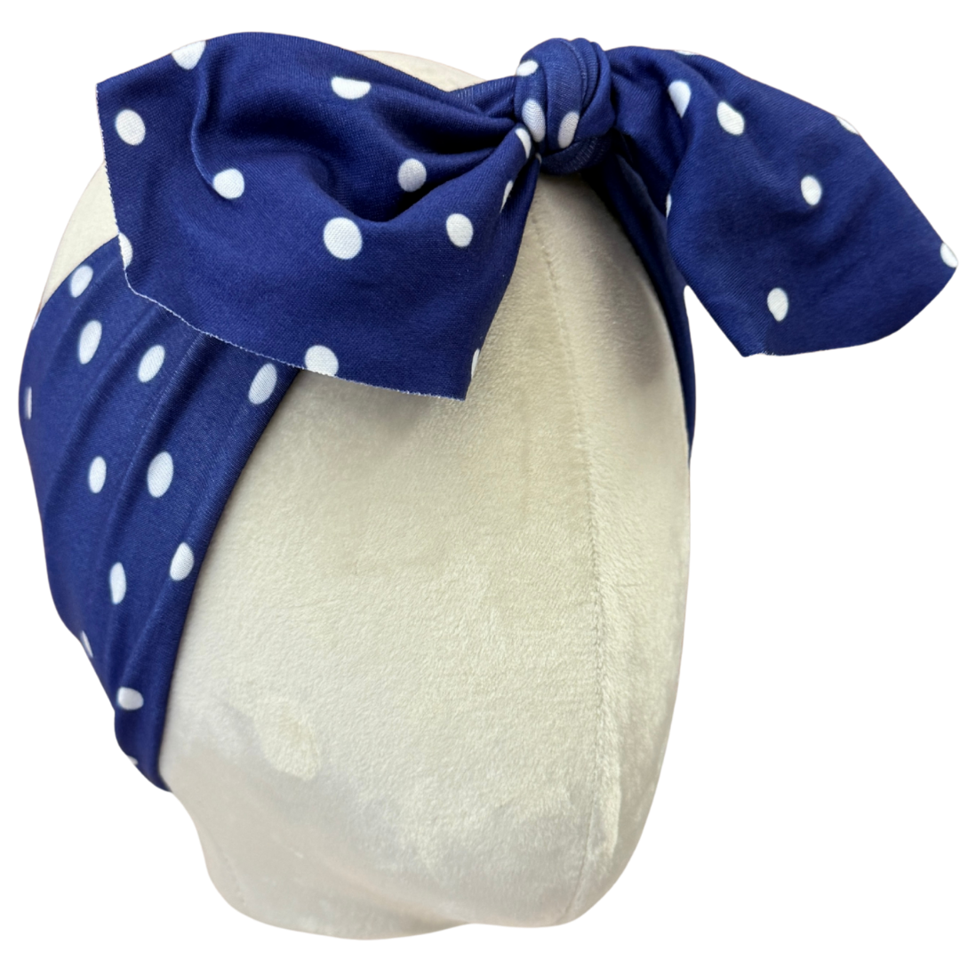 Navy Polka Dot Top Knot Headband