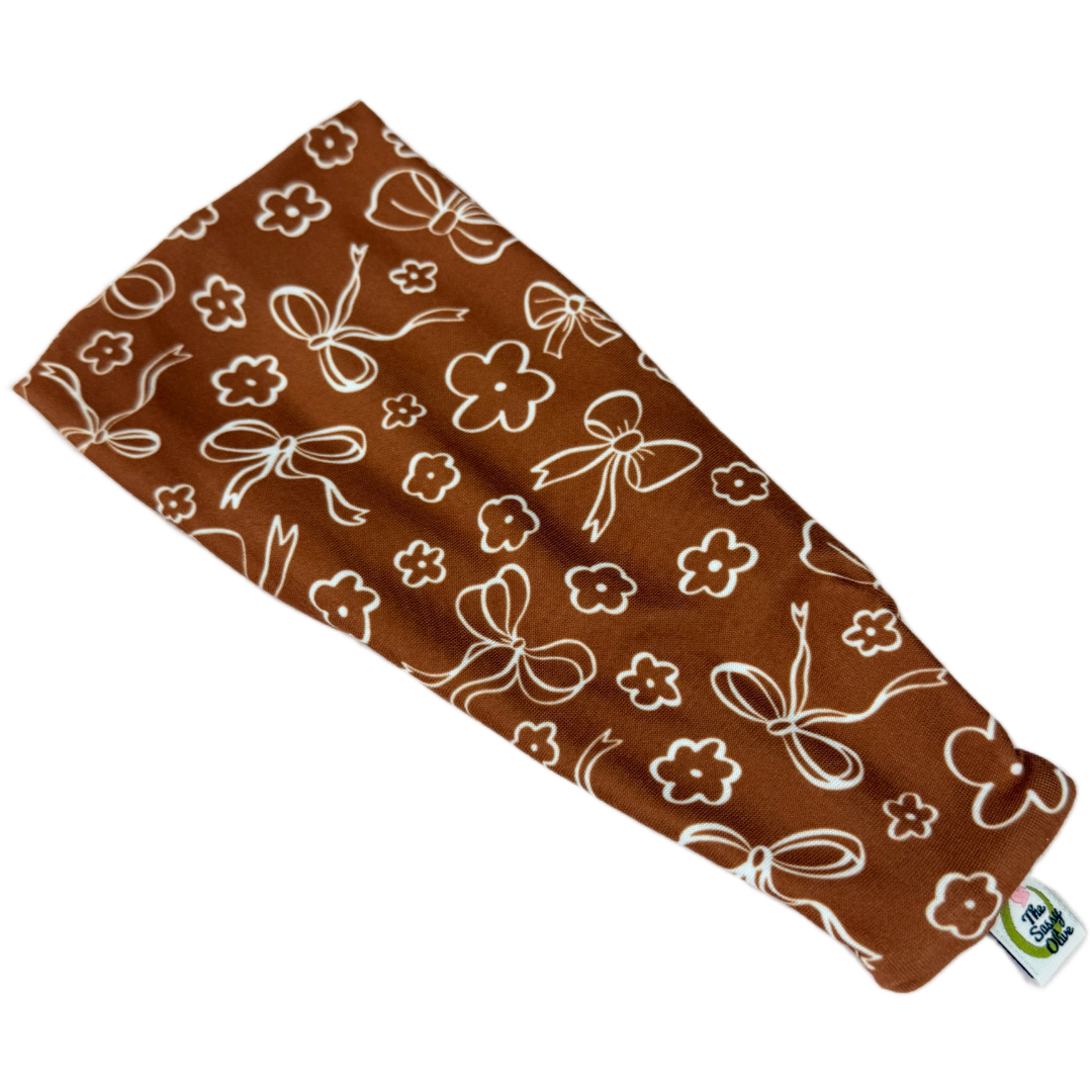 Brown Coquette Bows Stretch Headband