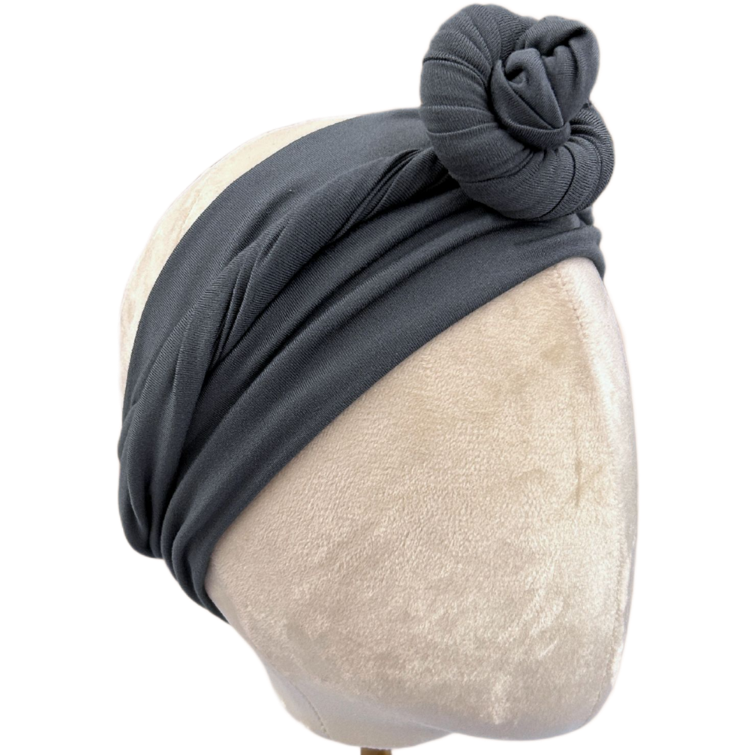 Dusty Blue Grey Solid Wrap Headband