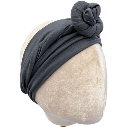 Dusty Blue Grey Solid Wrap Headband