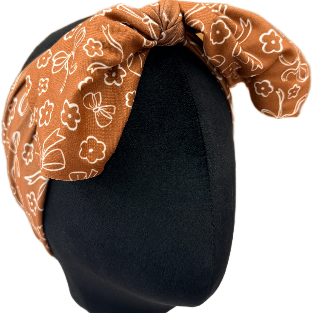 Brown Coquette Bows Top Knot Headband